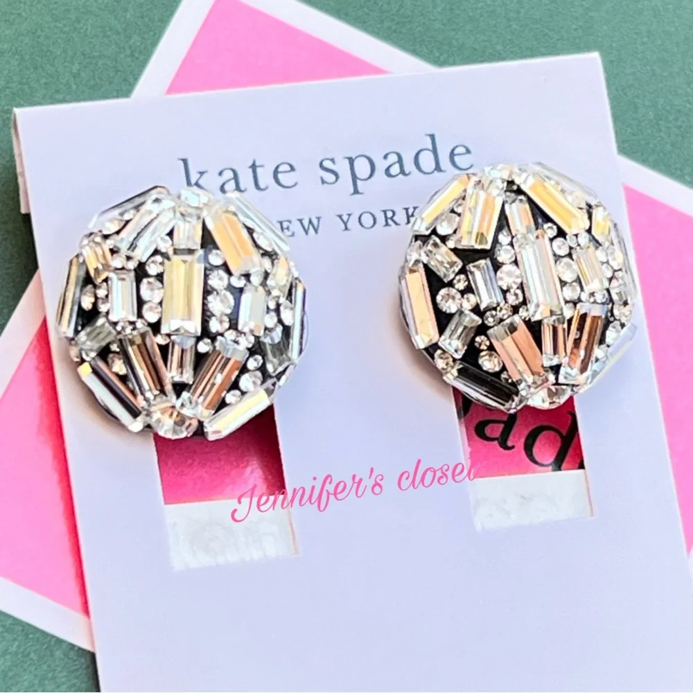 Kate Spade Earrings NWT / Crystal Cluster Clip Post Stud Earrings - Picture 3 of 7